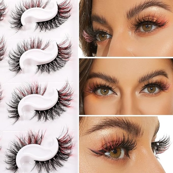 New 5D Fluffy Colored Eyelashes Natural Look 8 Pairs - Picture 4 of 6